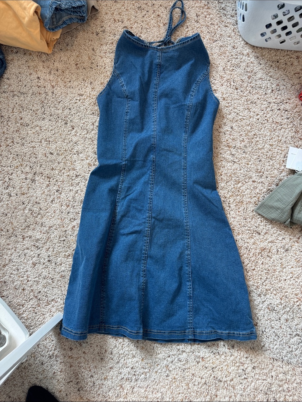 Girls' Blue Denim Halter Dress